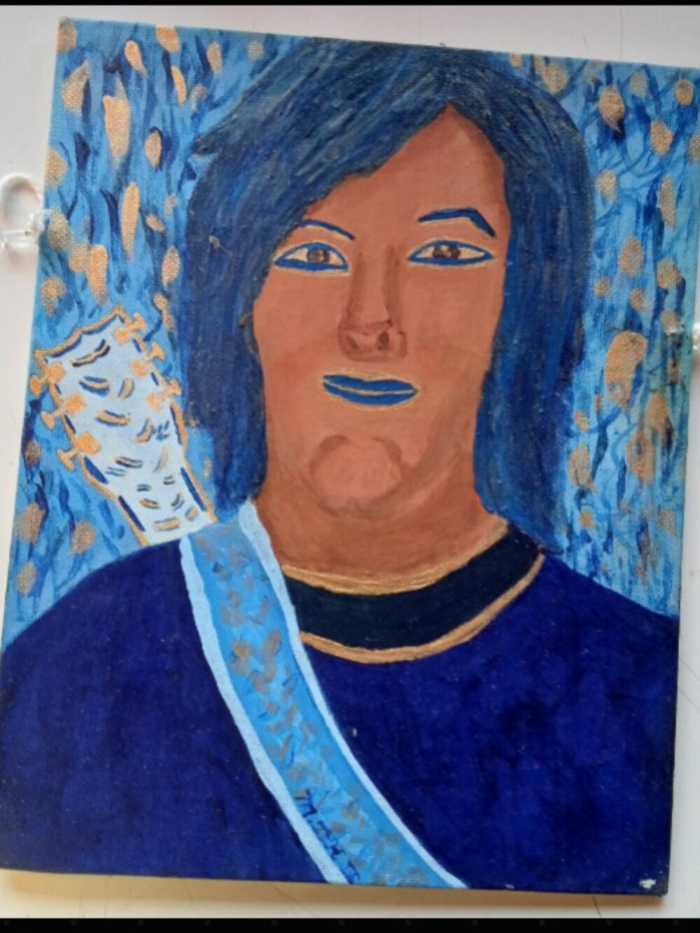 painting on canvas by The Chef Dr. Heaton. "Guitar Player"